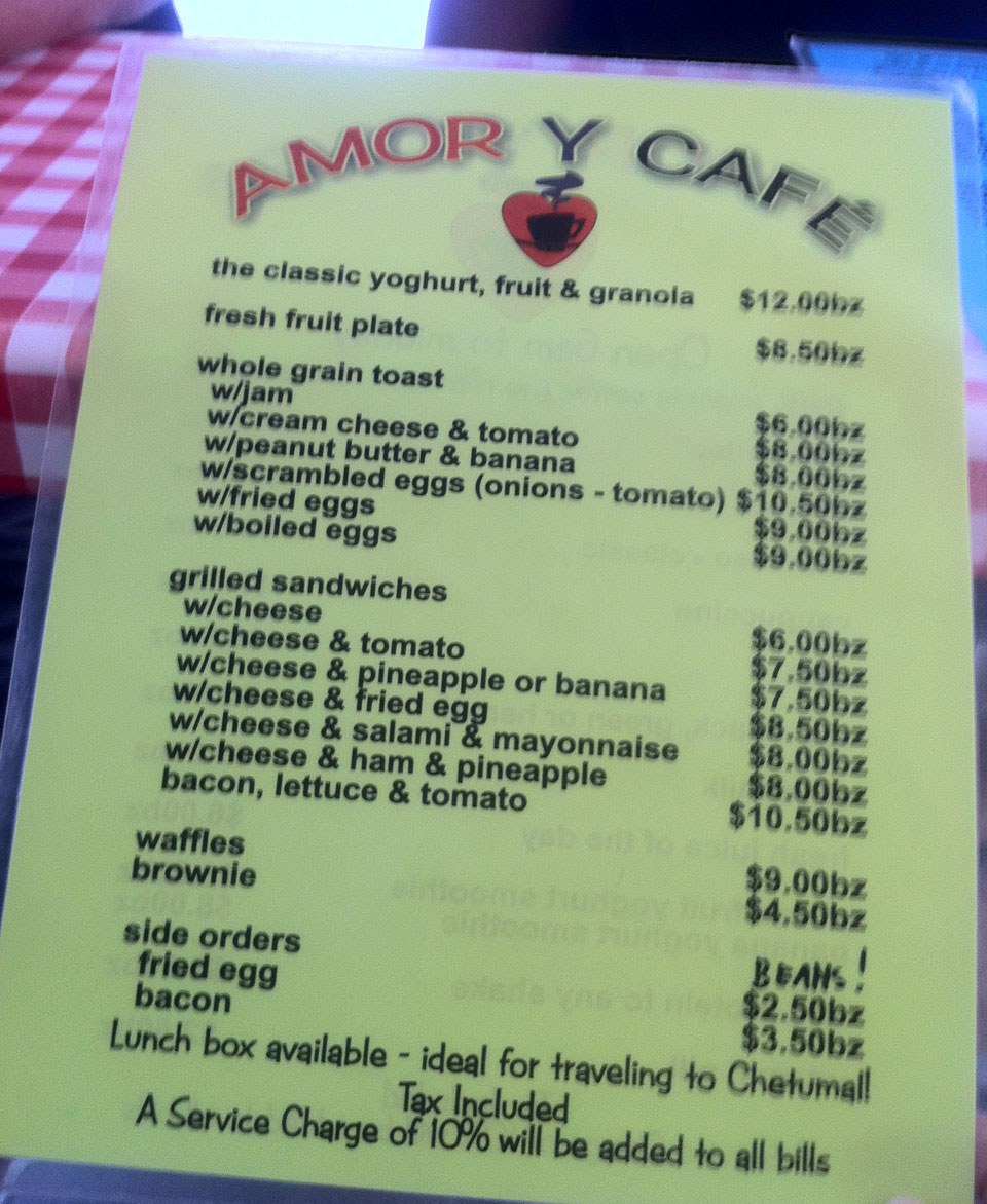amor y cafe speisekarte