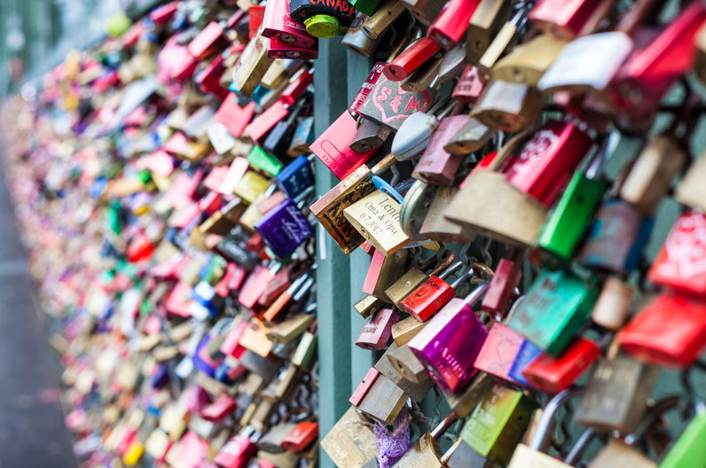 Die Liebesschlösser an der Kölner Hohenzollernbrücke