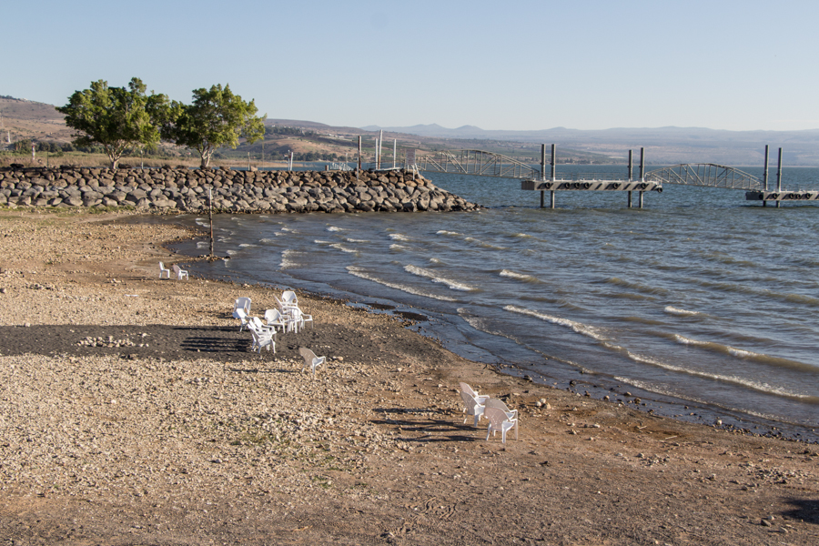Der "Strand" des Kibbutz am See Genezareth
