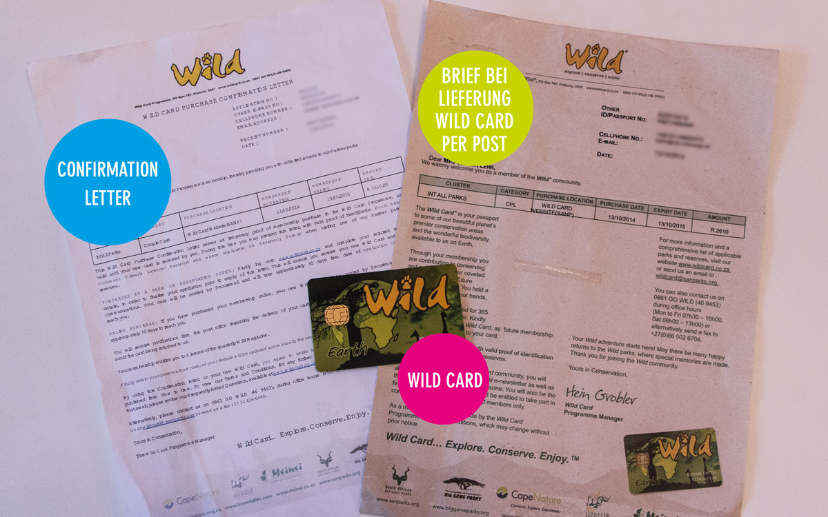 Wild Card Südafrika kaufen Confirmation Letter