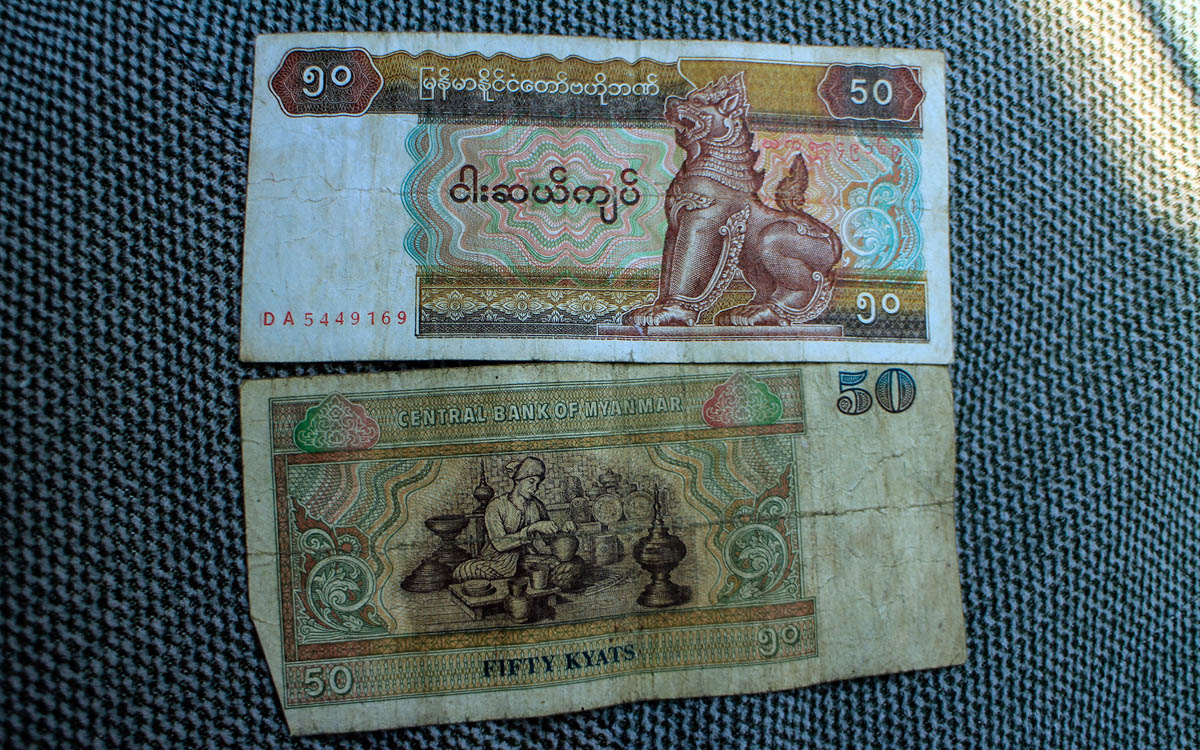 Myanmar Reise Kosten Geldscheine in Myanmar