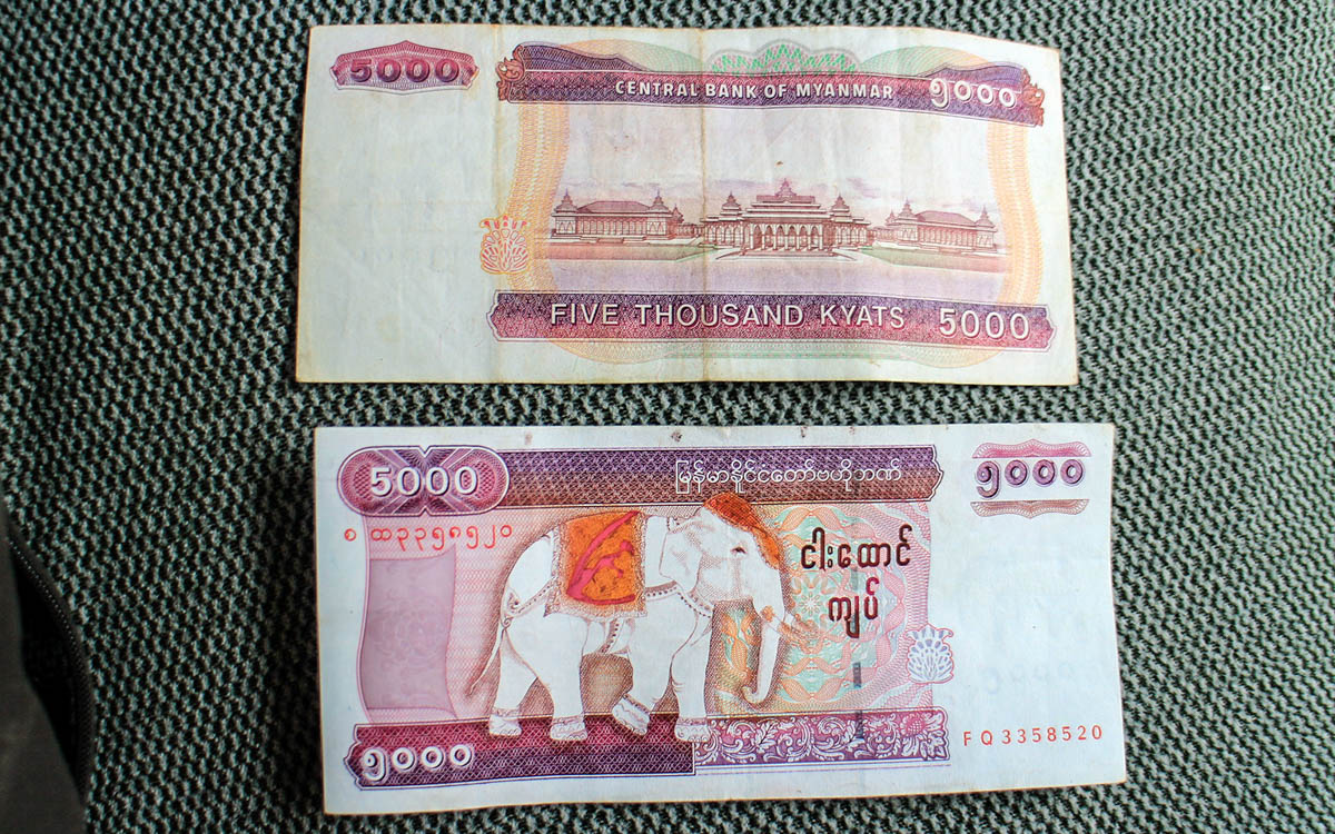 Myanmar Reise Kosten 5000 Kyat Schein in Myanmar