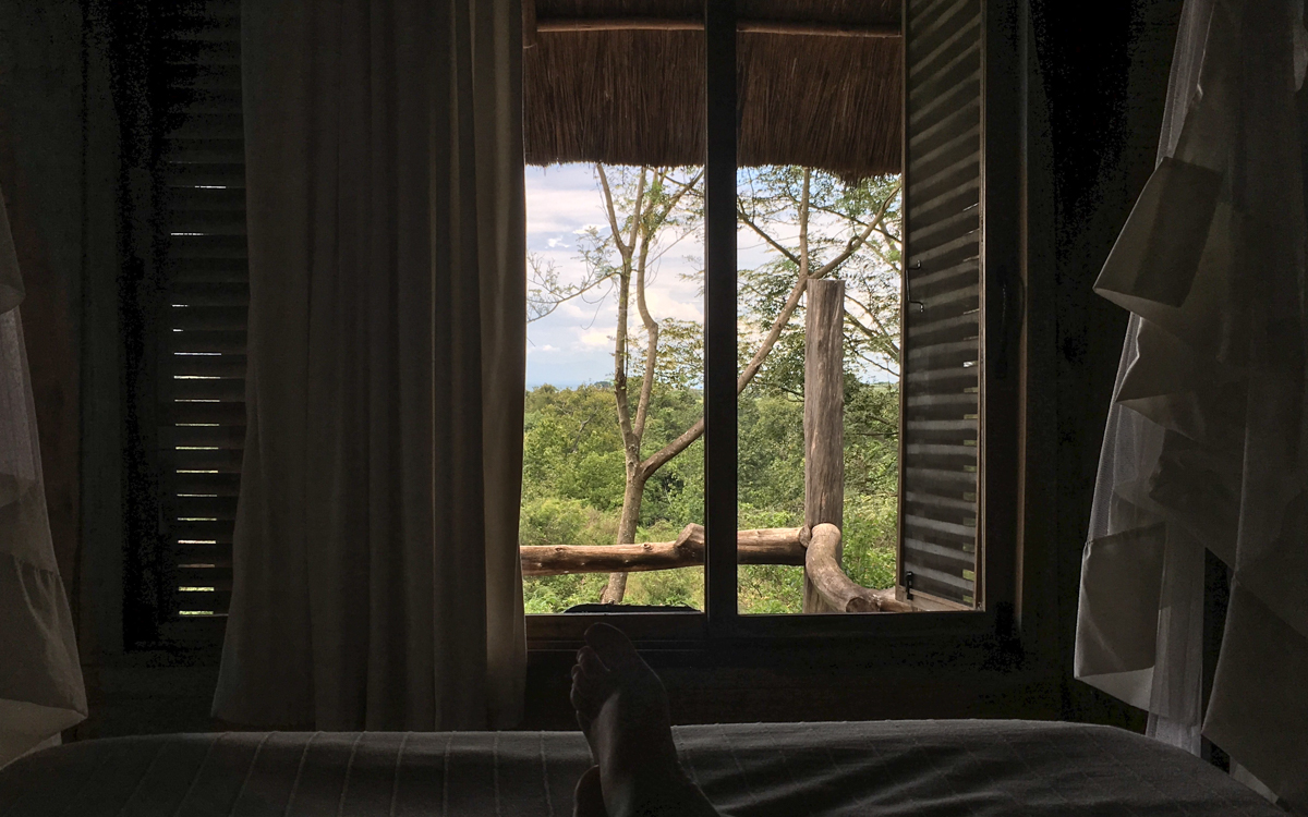 Ausblick Bett über Queen Elizabeth Nationalpark
