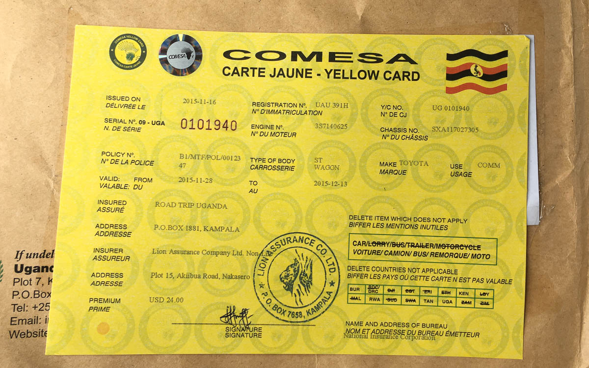 Mietwagen Urlaub Tipps comesa-cartejaune-uganda