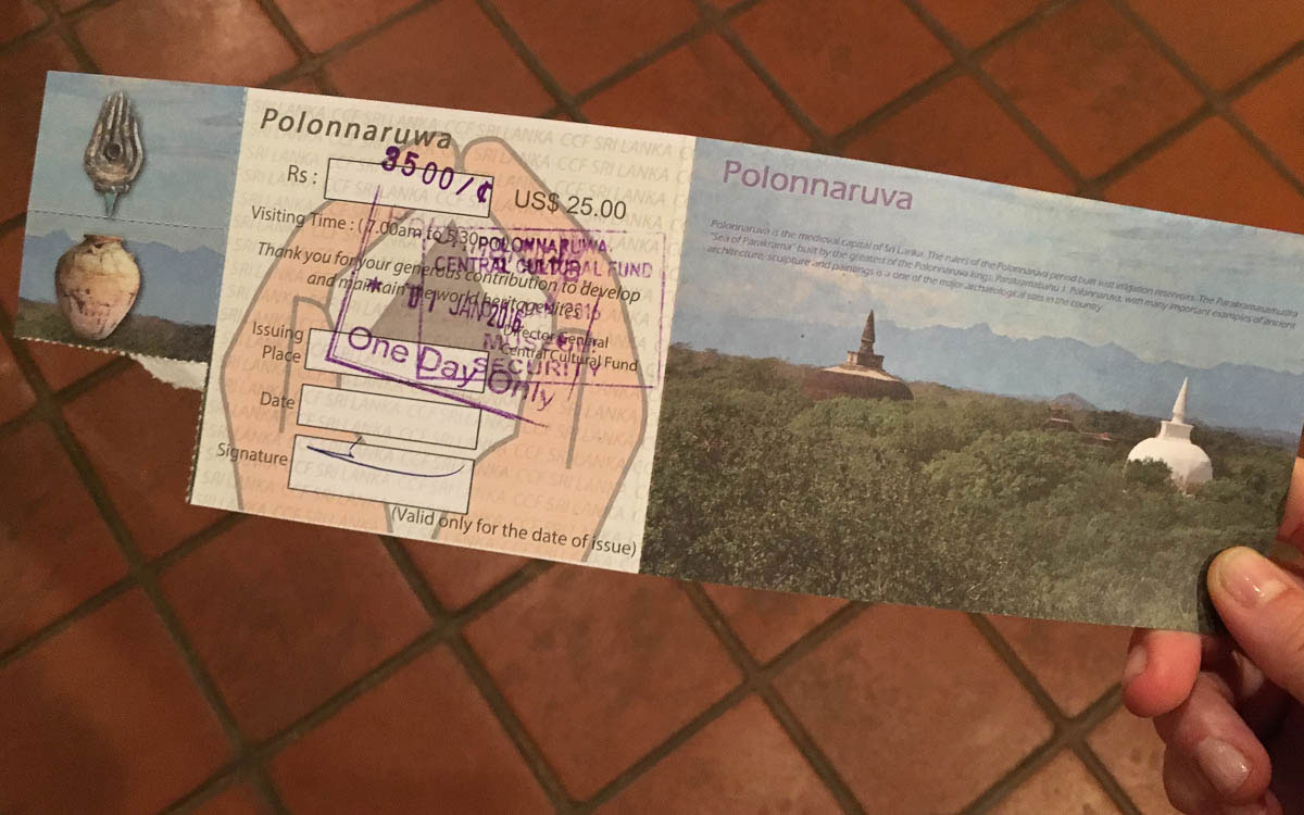 Eintrittspreise Sehenswürdigkeiten Sri Lanka