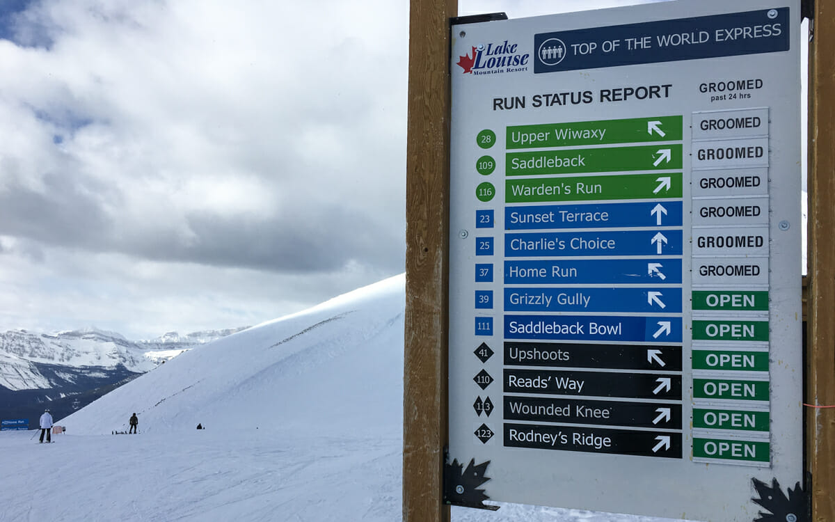 Kanada Skifahren Lake Louise Pistennamen