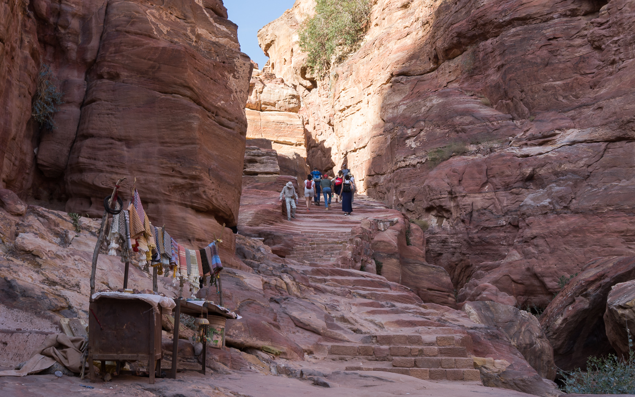 Felsenstadt Petra Jordanien Aufstieg Ad-Deir