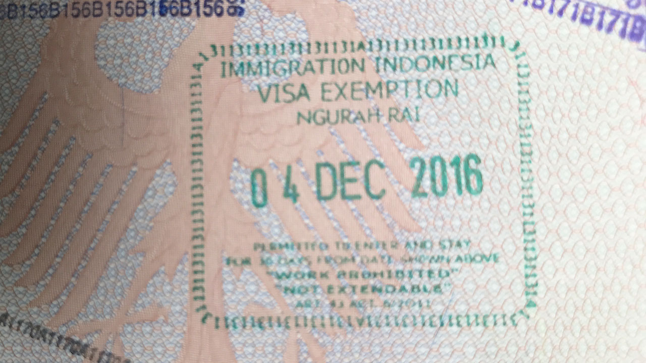 Visum Indonesien Bali 30 Tage Kostenloses Visa on Arrival für 30 Tage Aufenthalt (nicht verlängerbar)