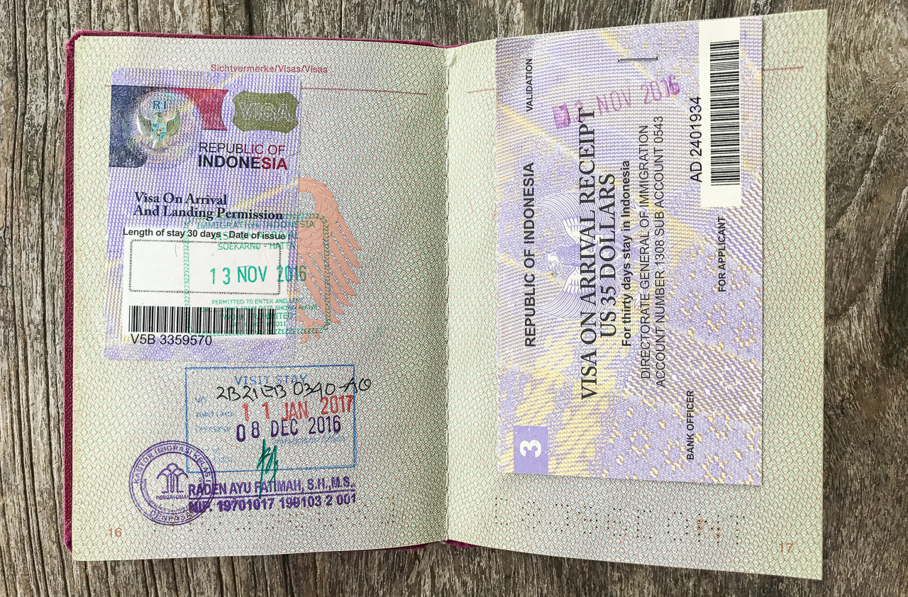 Visum Indonesien verlängern 30 Tage neues Visum im Pass