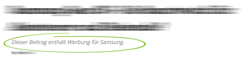 Kennzeichnung von Produkttests auf Blogs