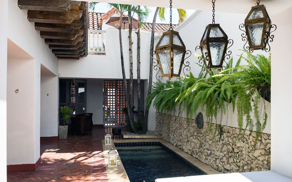 Innenhof unseres Hotels in Cartagenas Altstadt