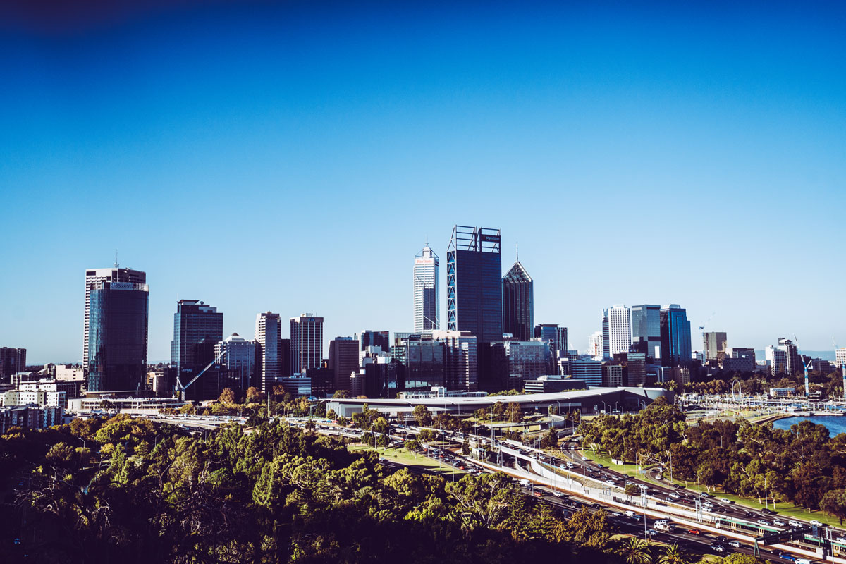 Blick vom Kings Park auf Perth