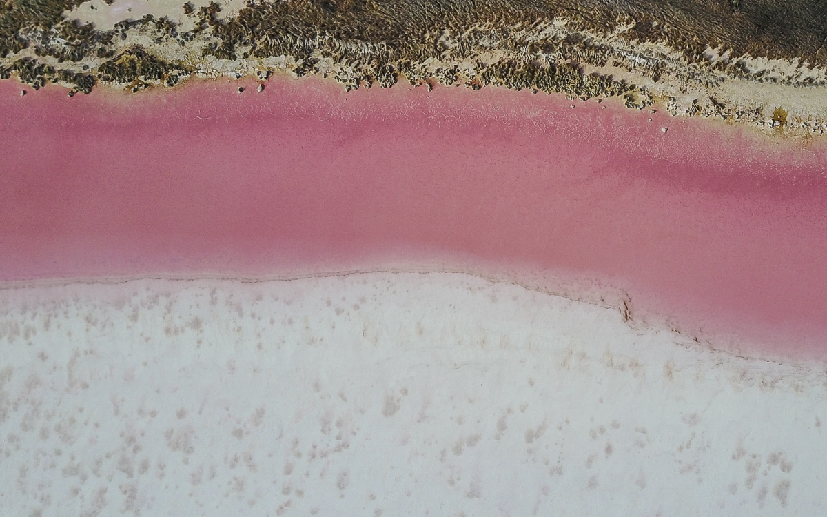 Pink Lake Hutt Lagoon Luftaufnahme