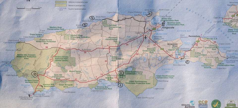 Karte von Kangaroo Island