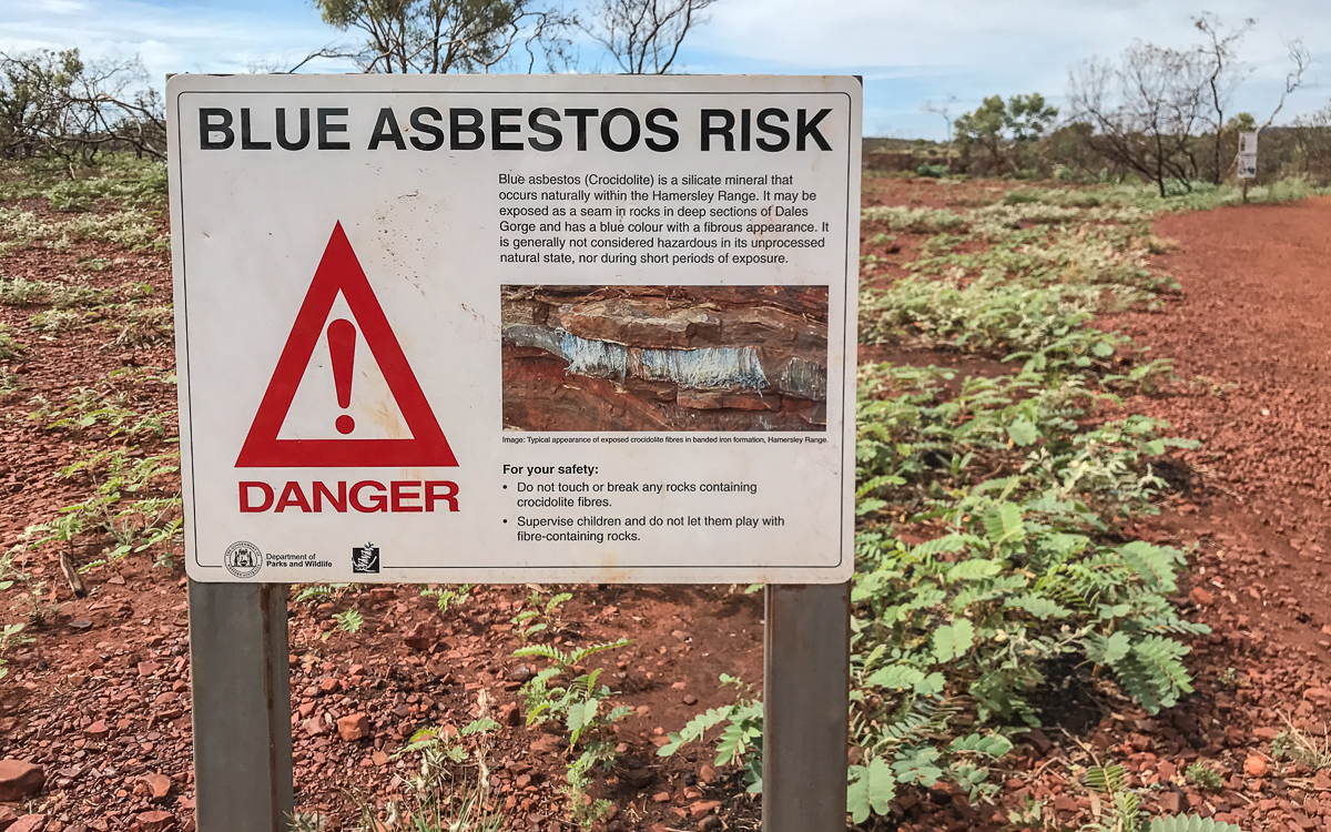 Asbest Warnung Dales Gorge Karijini Nationalpark