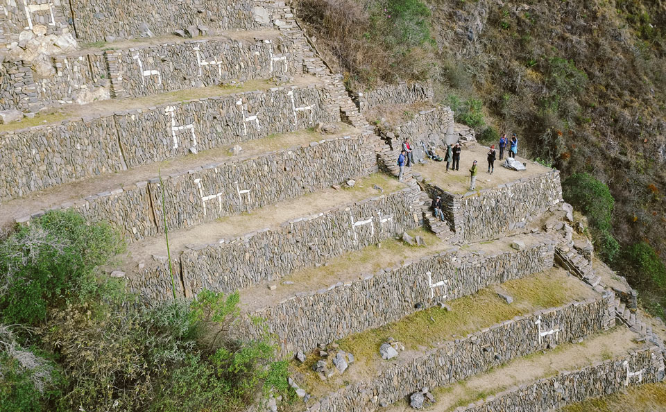 Lama Terrassen Choquequiaro von oben.