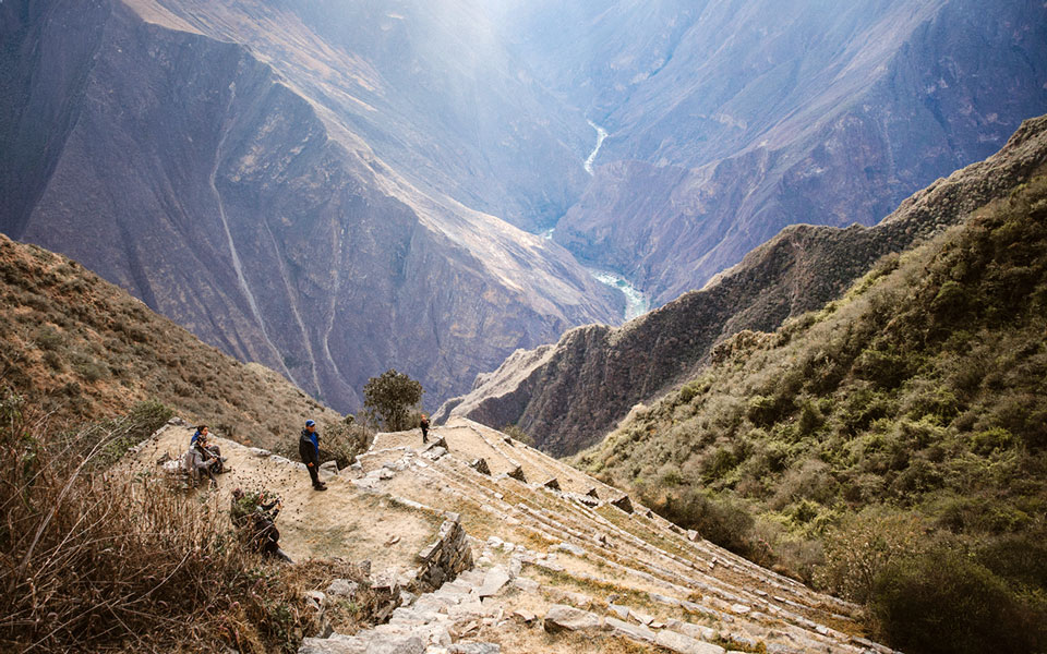 Steile Lama Terrassen Choquequirao