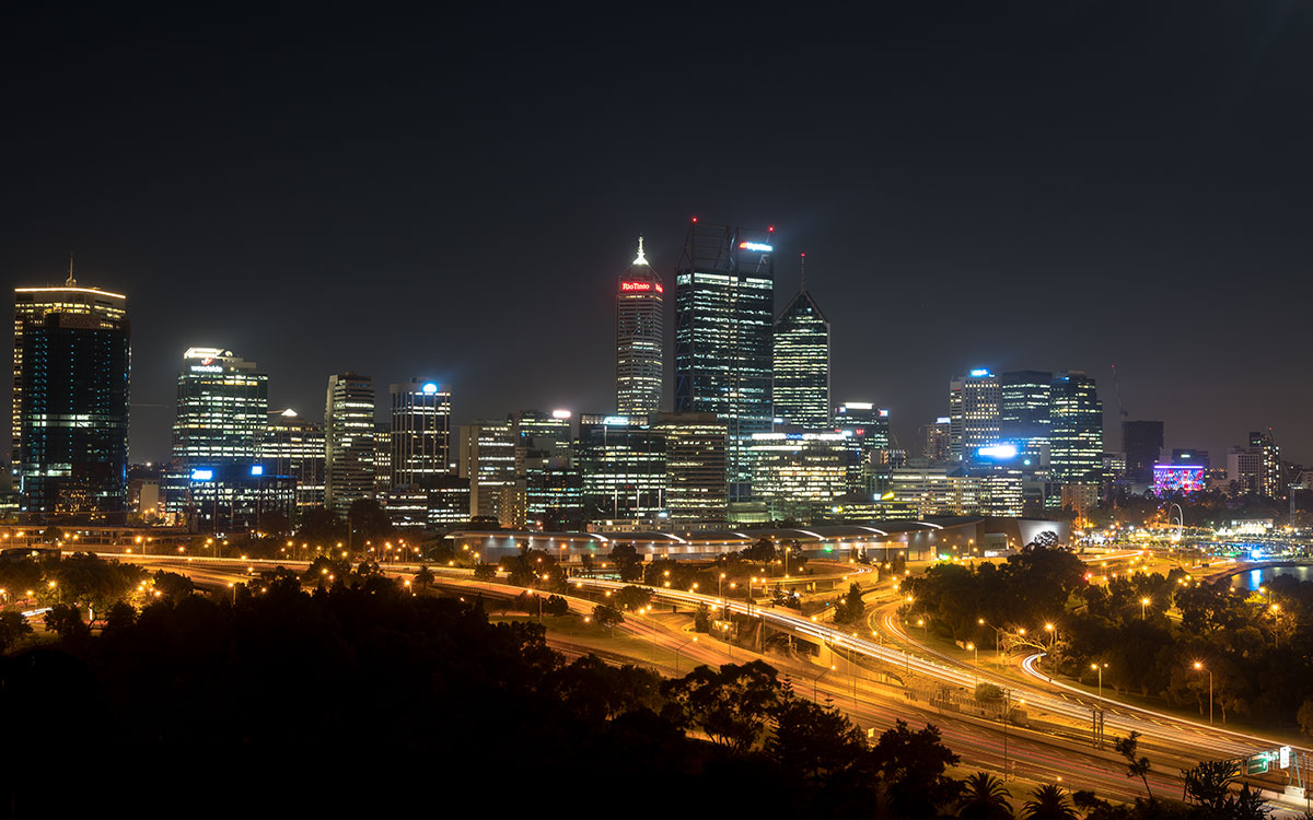 Perth Aussicht vom Kings Park by night
