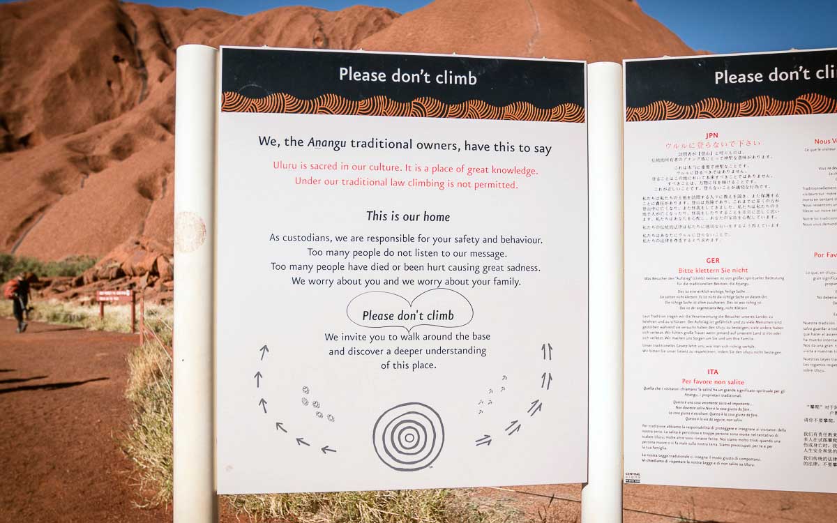 Uluru Don't climb Sign