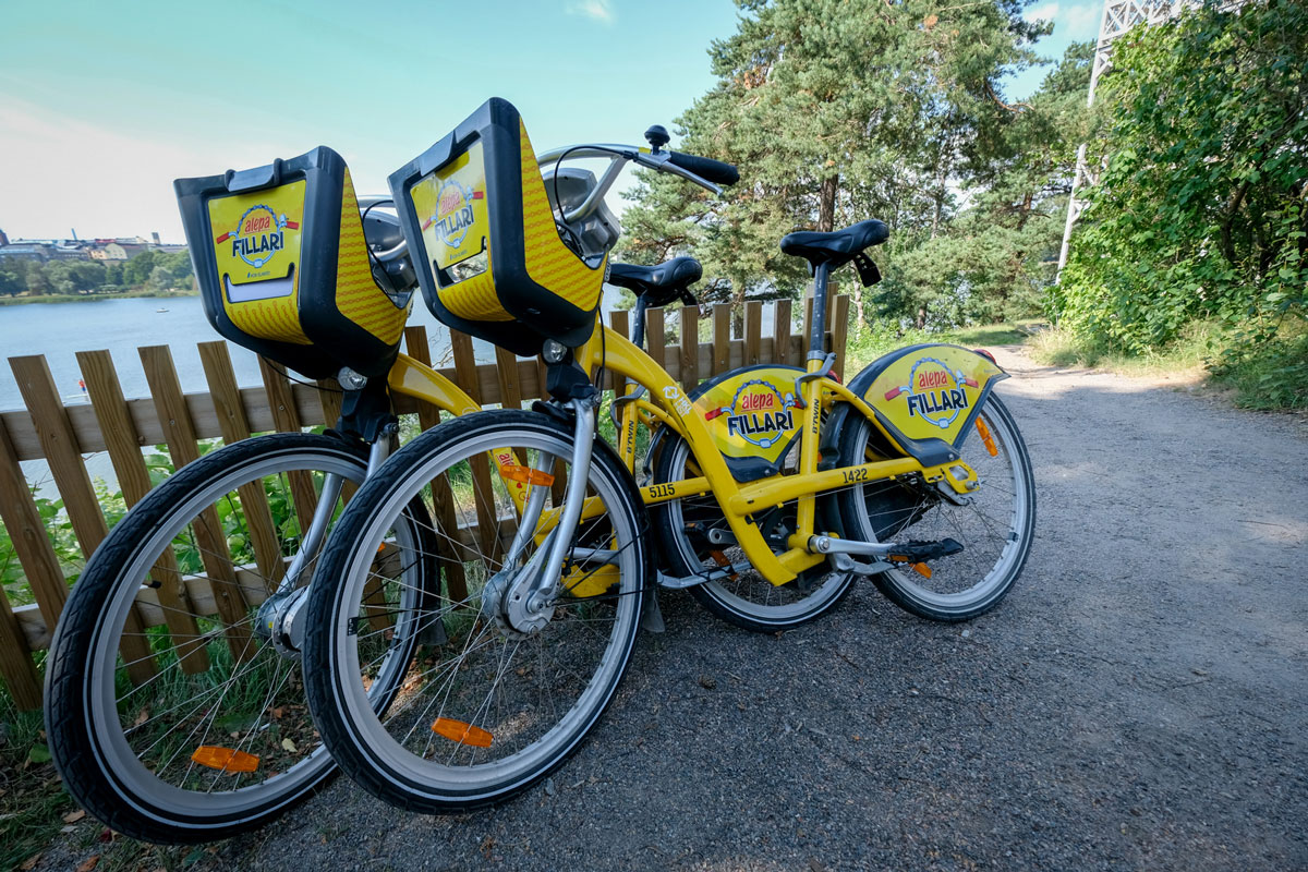 Helsinki gelbe Fahrräder leihen
