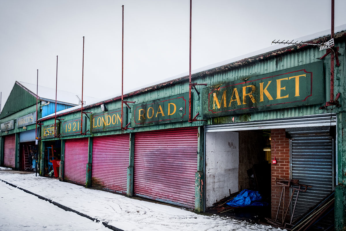 Verlassene Gebäude im ehemals belebten Gebiet "The Barras"