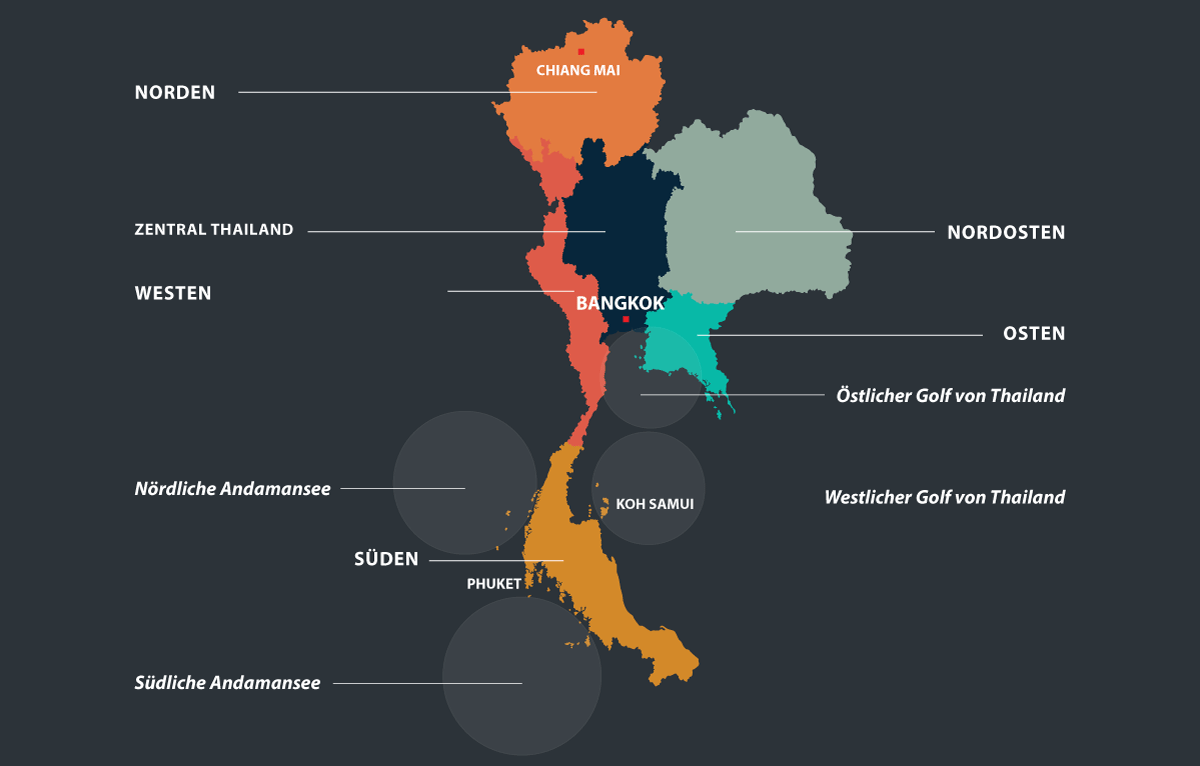 Thailand Karte Regionen Reisezeit