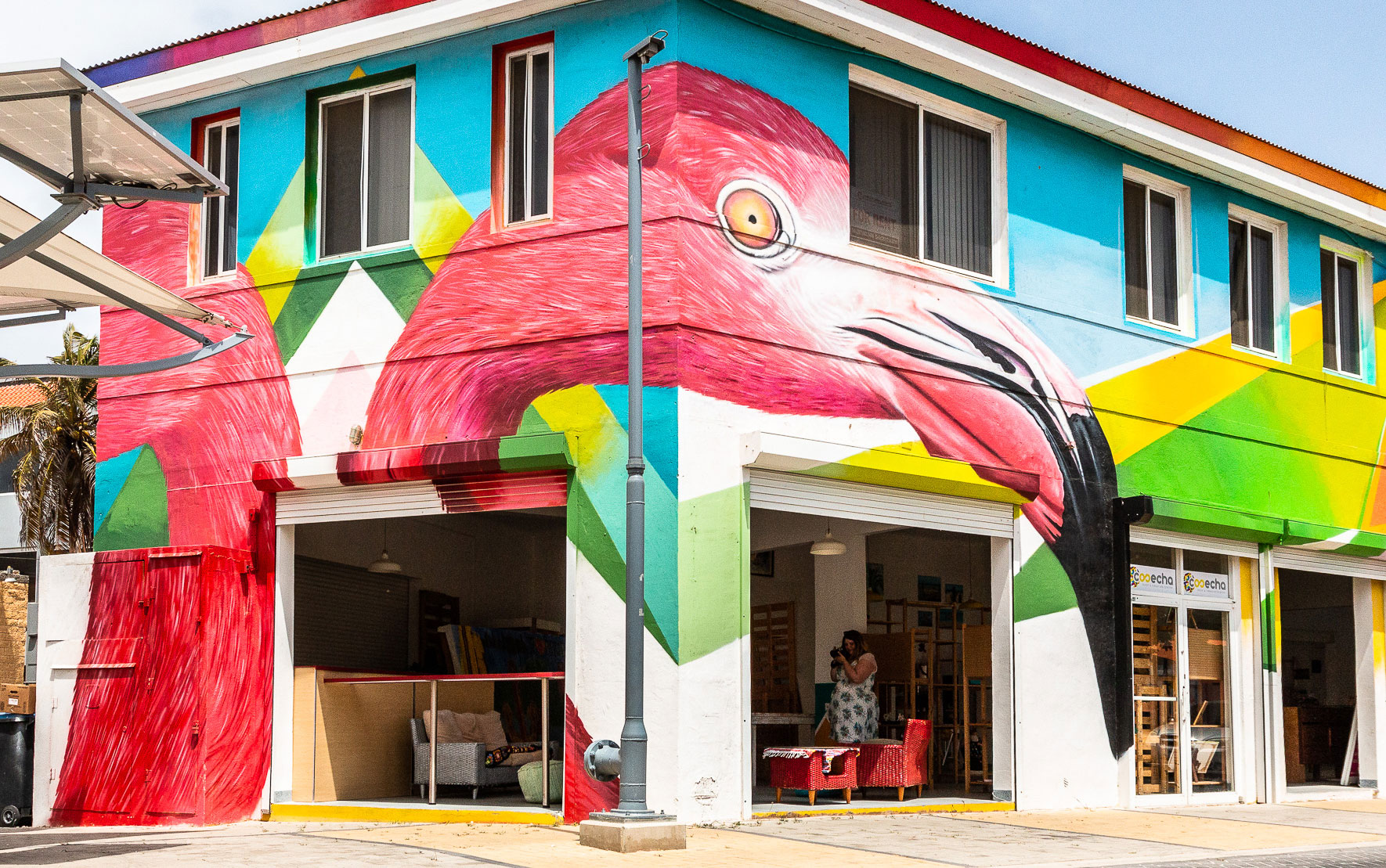 Street Art in St. Nicolas, Aruba. Flamingos
