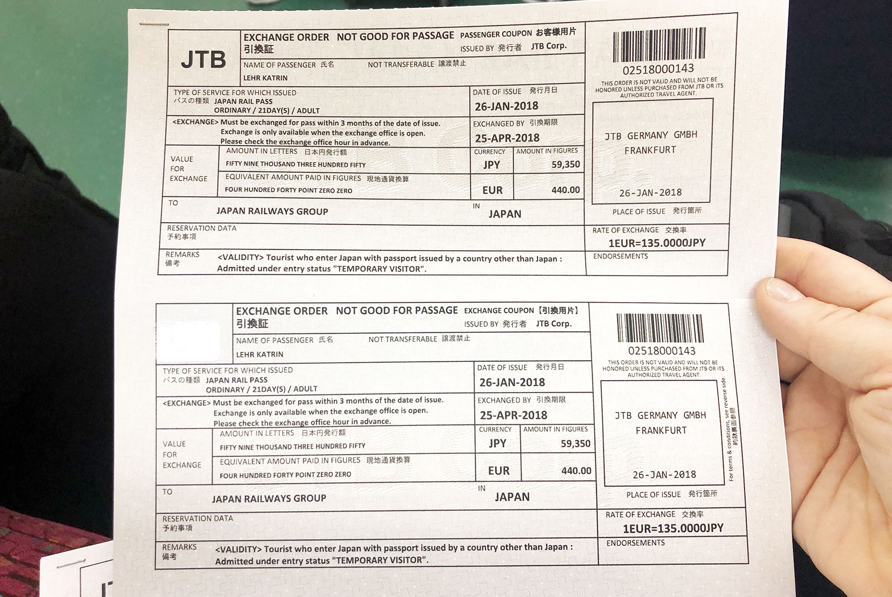 Japan Rail Pass Gutschein zum einlösen