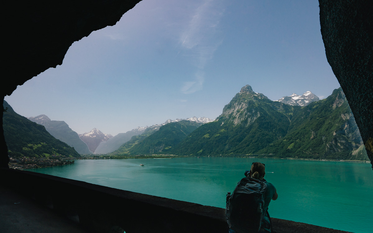 Ausblick Flüelen Vierwaldstättersee.