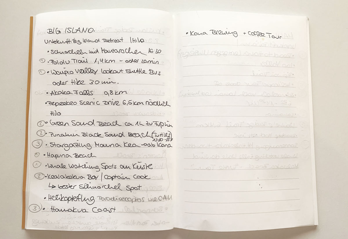 Notizbuch Reise Hawaii