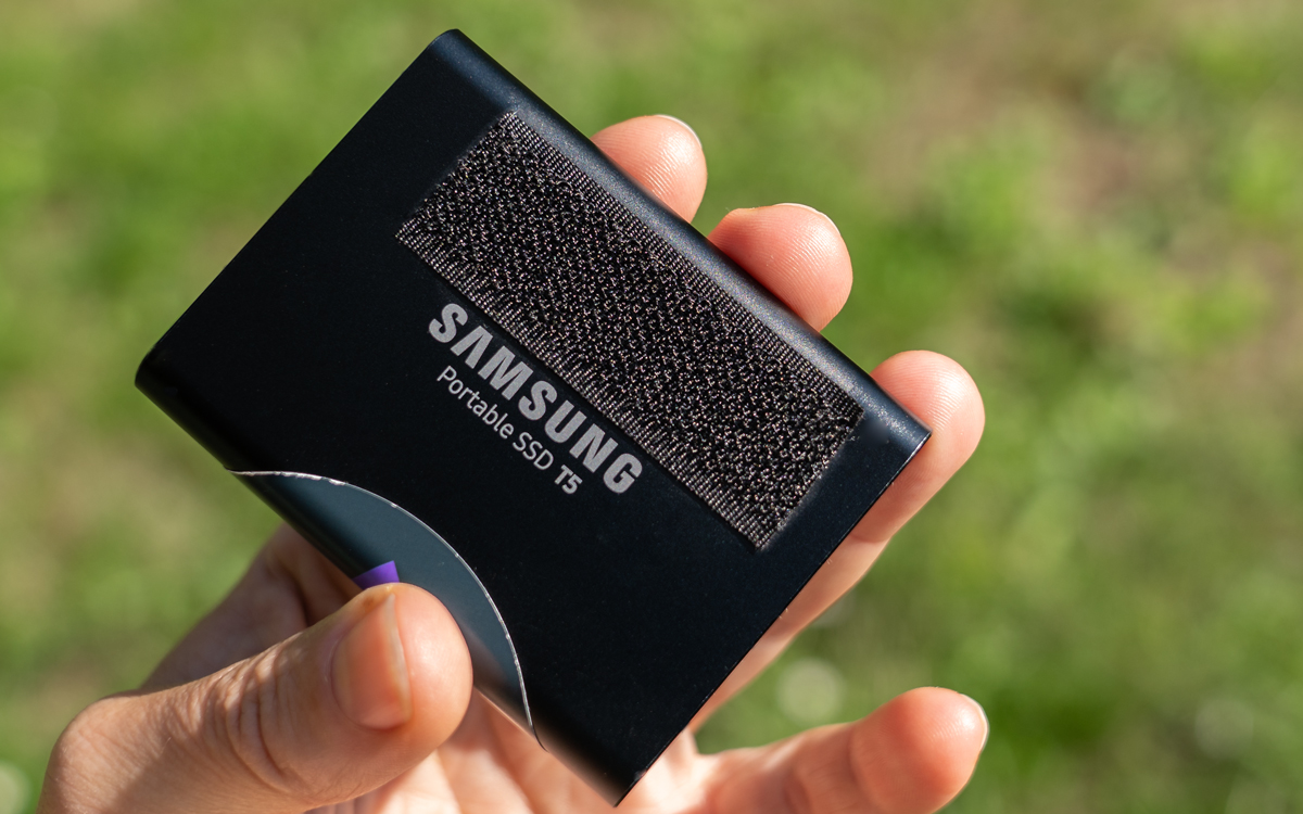 Klettverschluss externe Festplatte