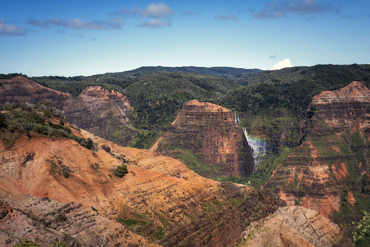 Wasserfall Waimea Canyon Regenbogen Kauai Island