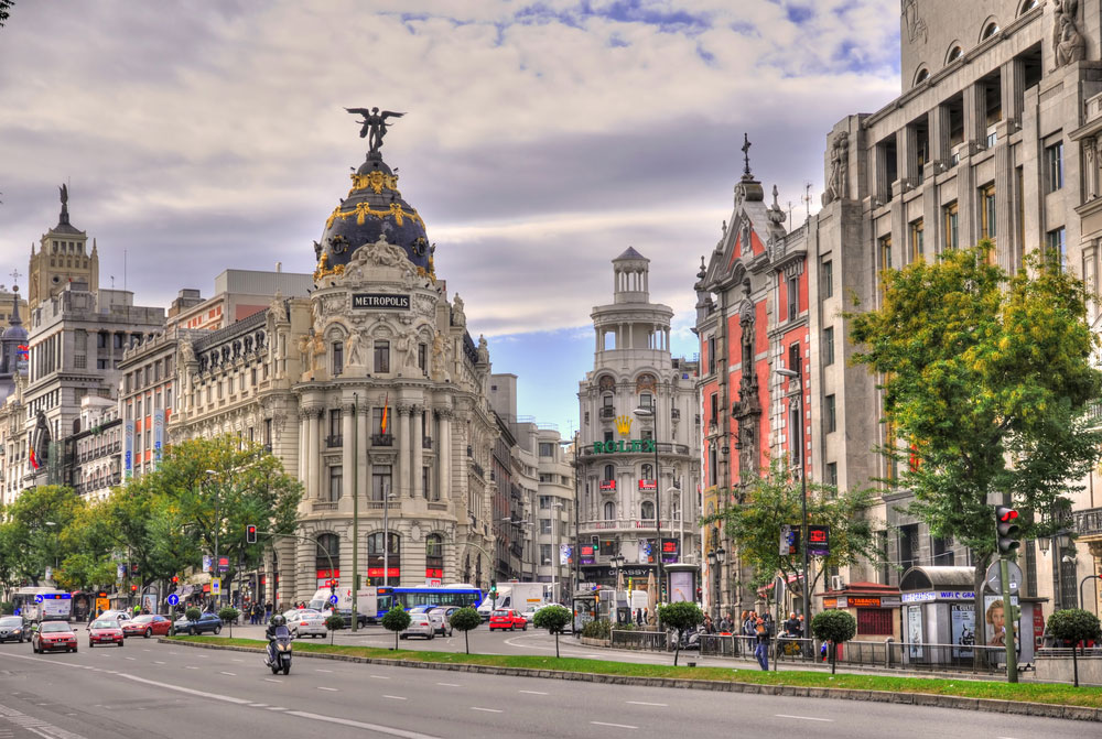 Berühmte Einkaufsstraße Gran Via Madrid
