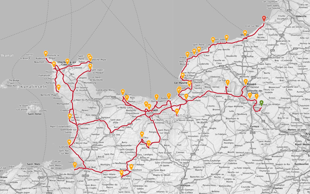 Route Normandie Roadtrip mit dem Wohnmobil bzw. Kastenwagen
