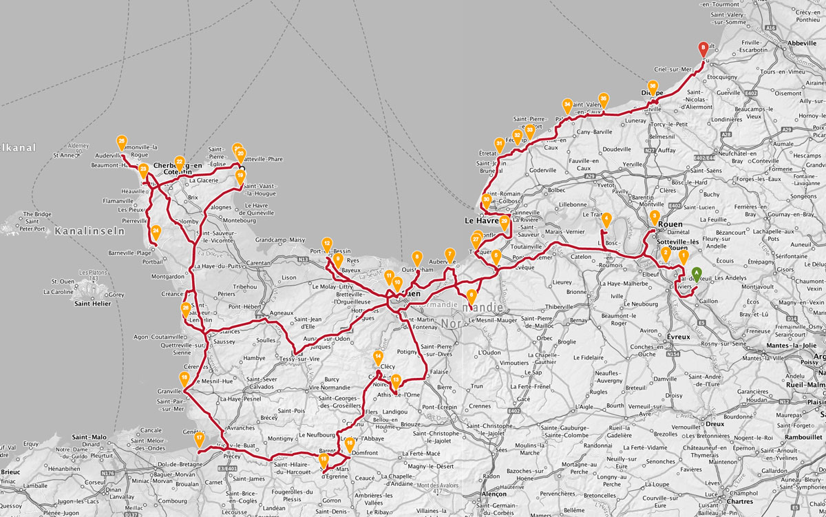 Route Normandie Roadtrip mit dem Wohnmobil bzw. Kastenwagen