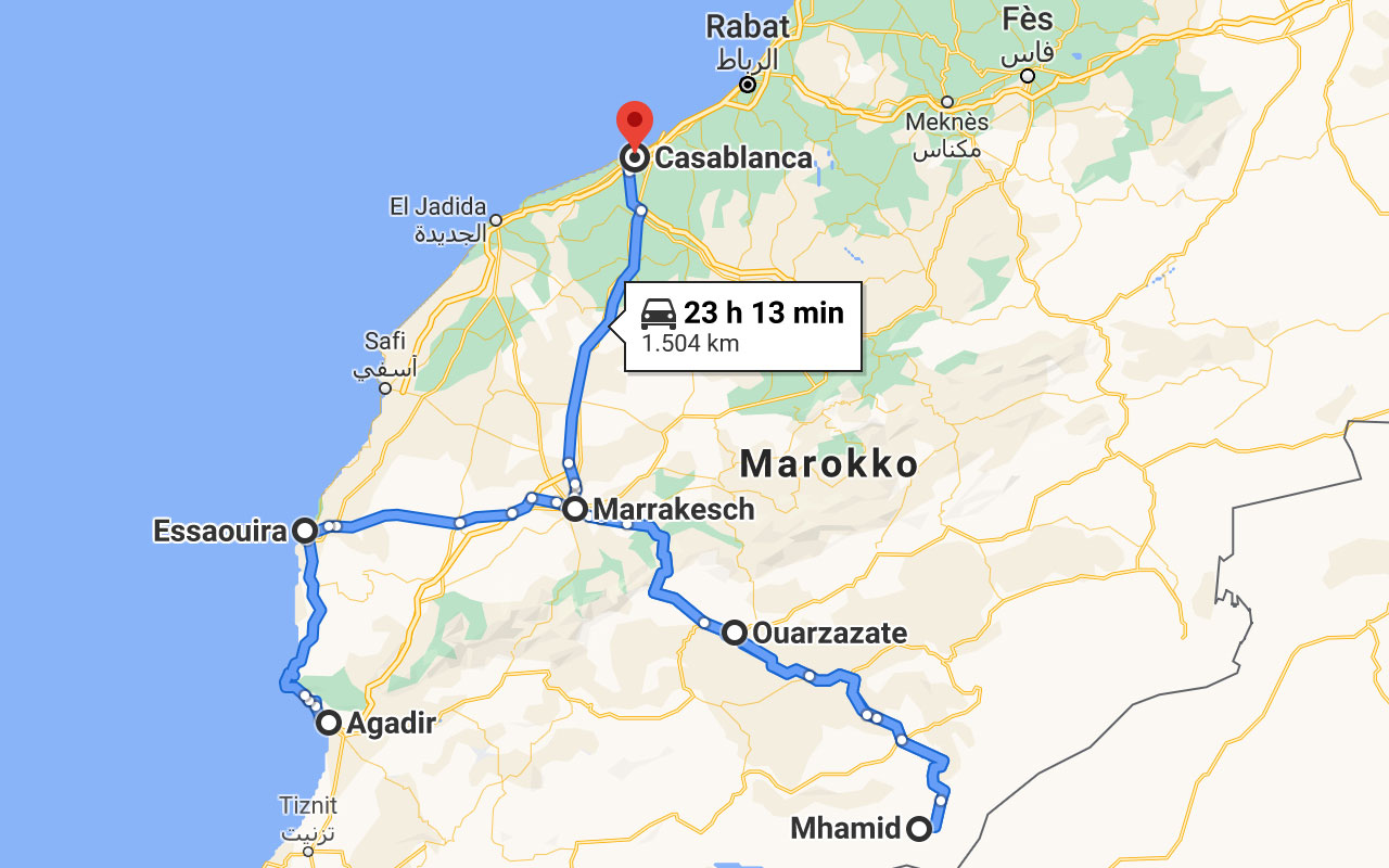 Marokko Reiseroute