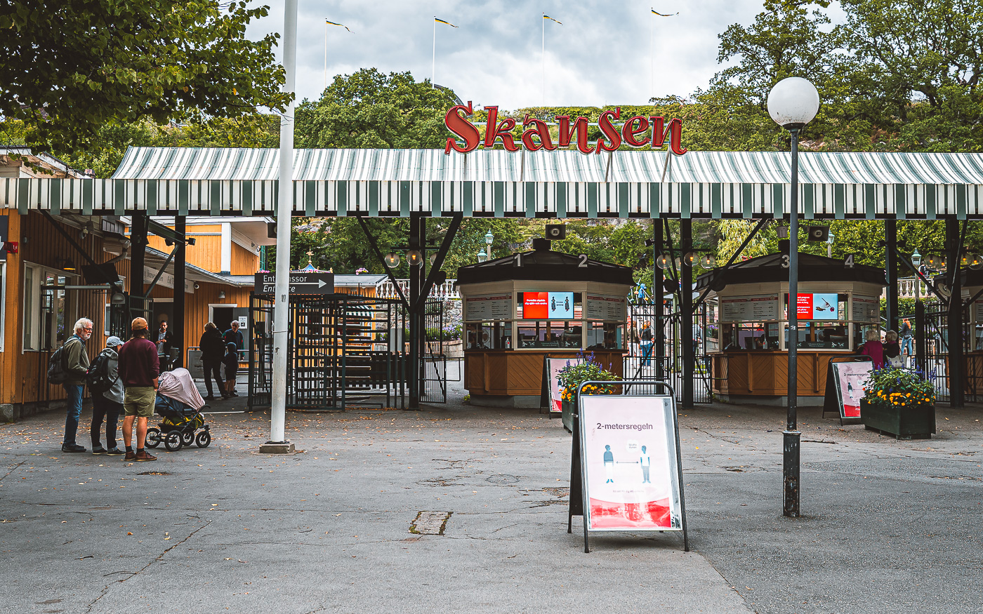 Eingang des Skansen Freilichtmuseum