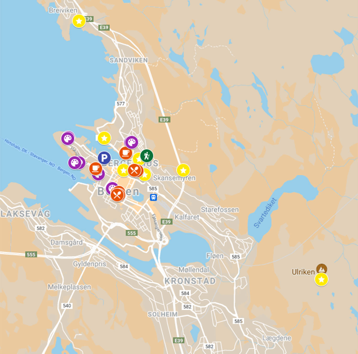 Stadtplan Bergen Norwegen