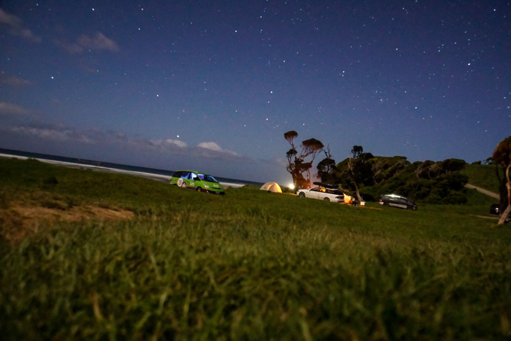 Abendstimmung auf dem Campground Purakaunui