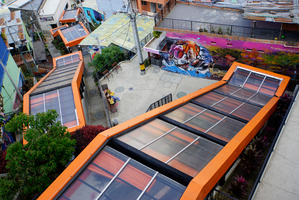 Rolltreppen in der Comuna 13 in Medellín