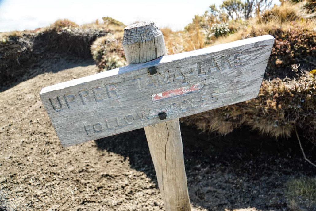 Wanderung Wegweiser Upper Tama Lake