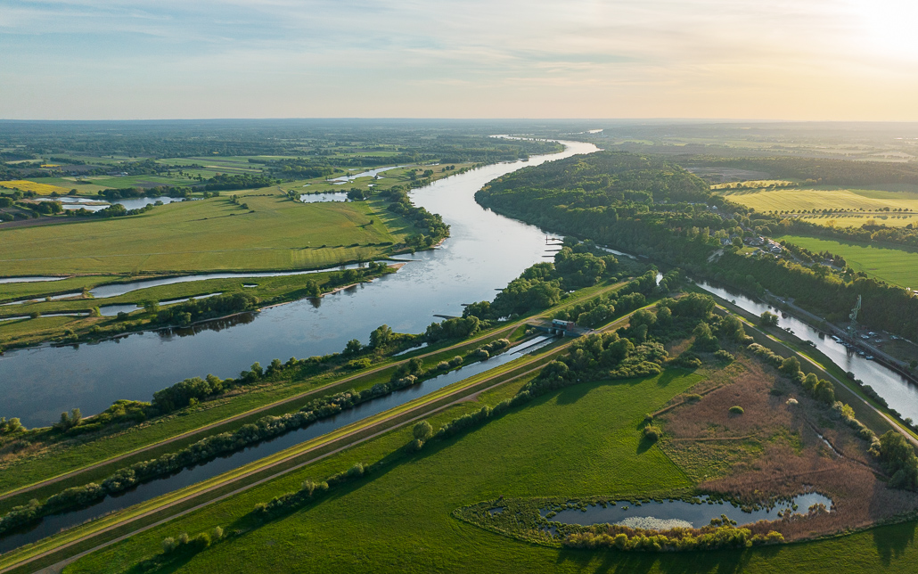 Blick auf die Elbe und die Elde in Boizenburg
