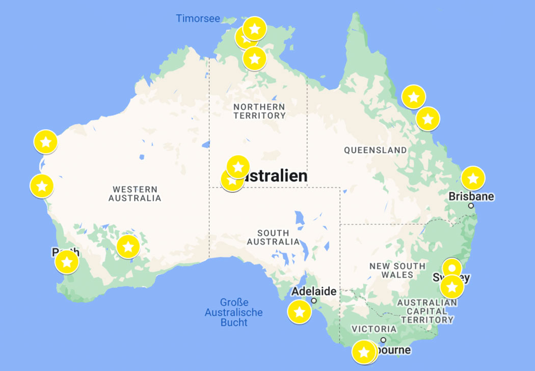 Australien Sehenswürdigkeiten Karte