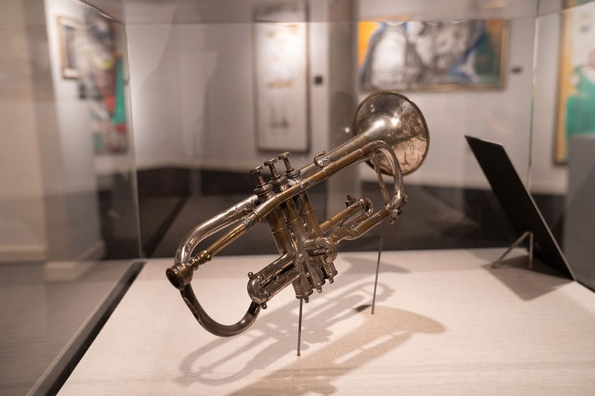 Trompete von Louis Armstrong im Jazz Museum New Orleans