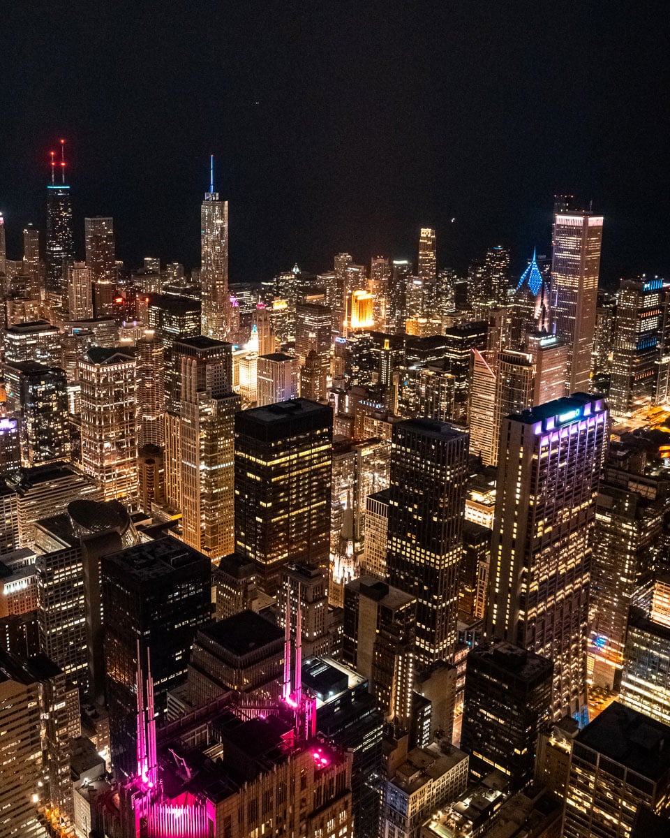 Skydeck Chicago Aussicht bei Nacht