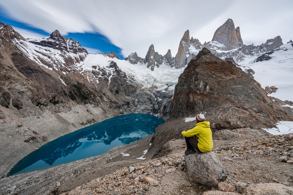 Ausblick bei der Wanderung "Laguna de los tres" auf Laguna Suica und Fitz Roy