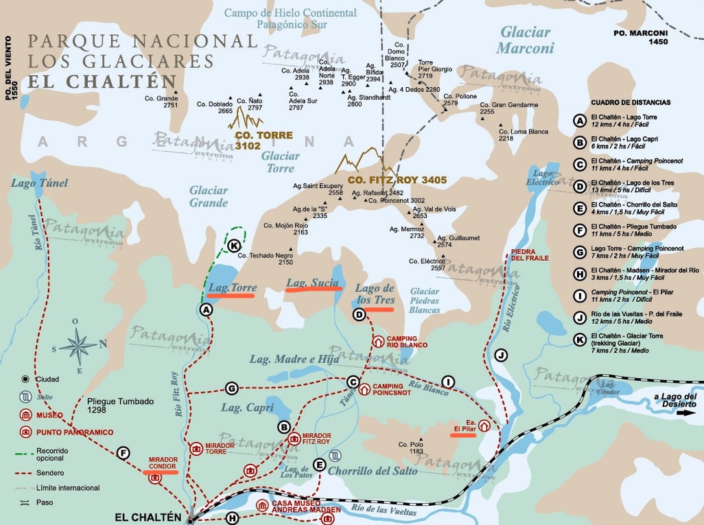 Wanderkarte für El Chaltén