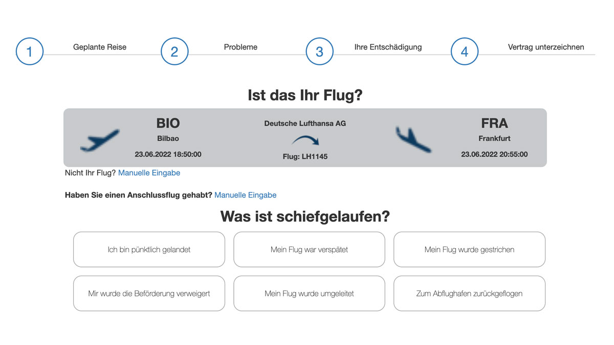 Anspruch bei Claim Flighs in 2 Minuten prüfen