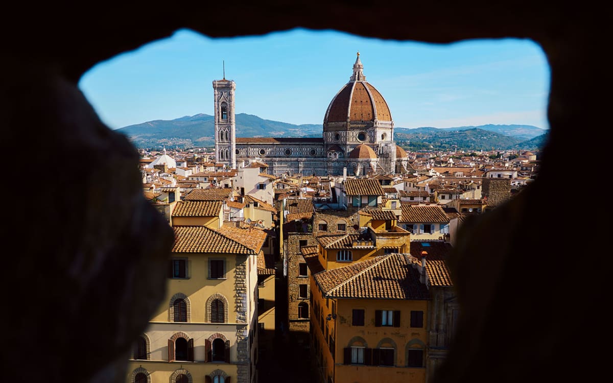 Aussicht vom Rathausturm des Palazzo Vecchio aus den Duomo