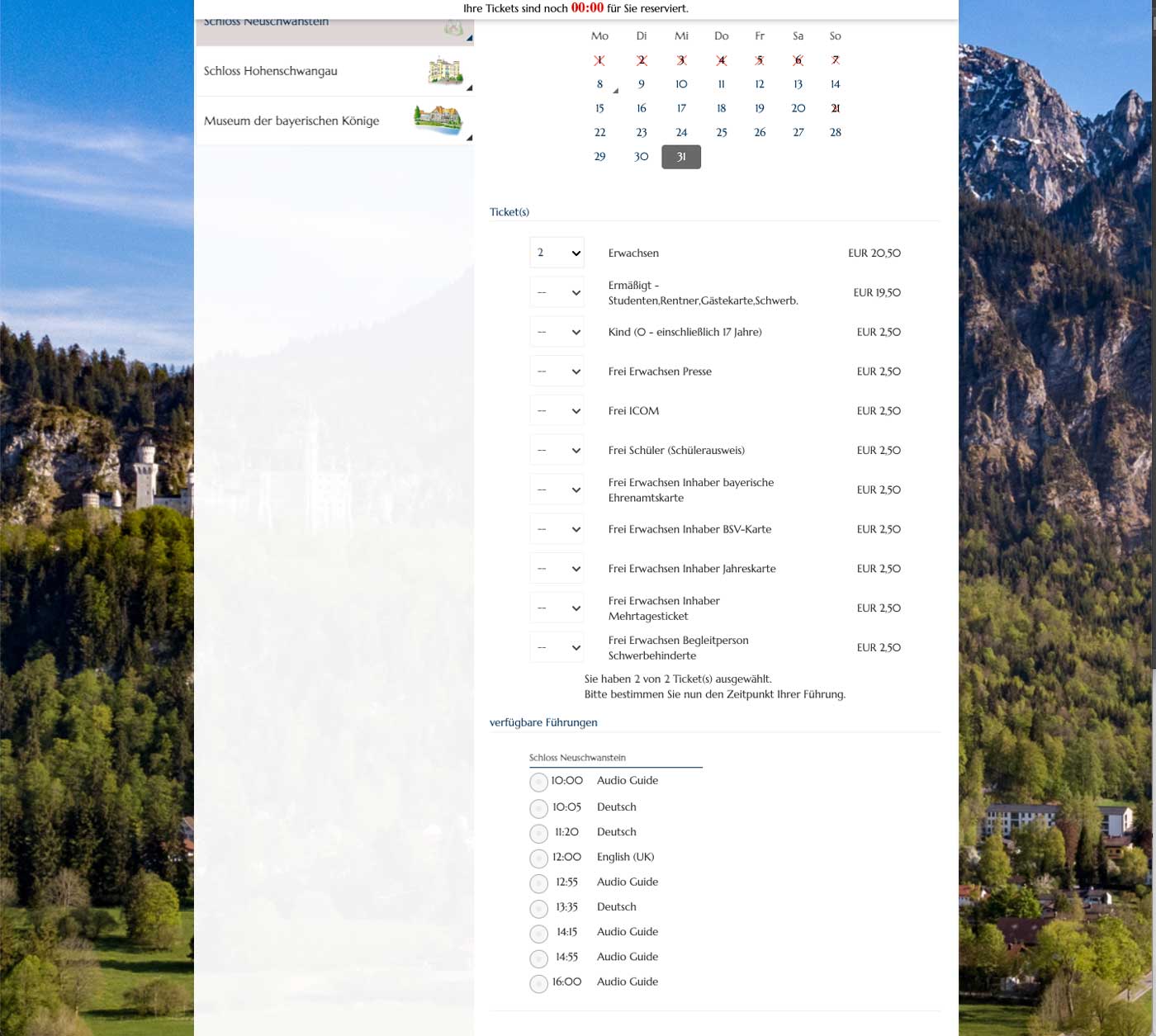 Eintritt Schloss Neuschwanstein. Tipps und Tricks für Tickets